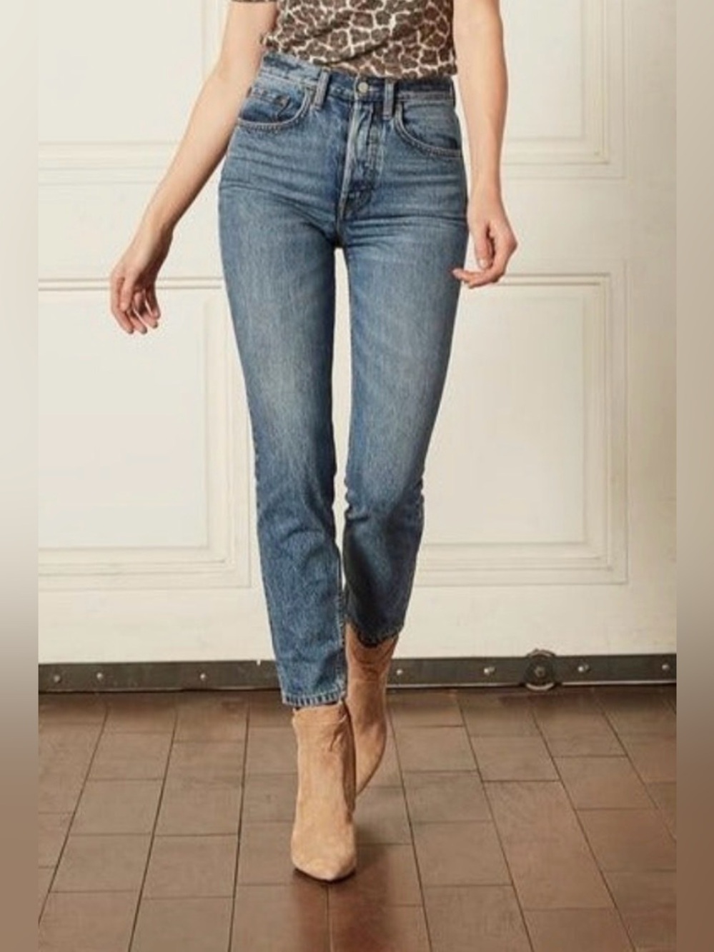 Boyish The Billy Freaks High Rise Rigid Cotton Skinny Jeans Medium Wash Blue 28